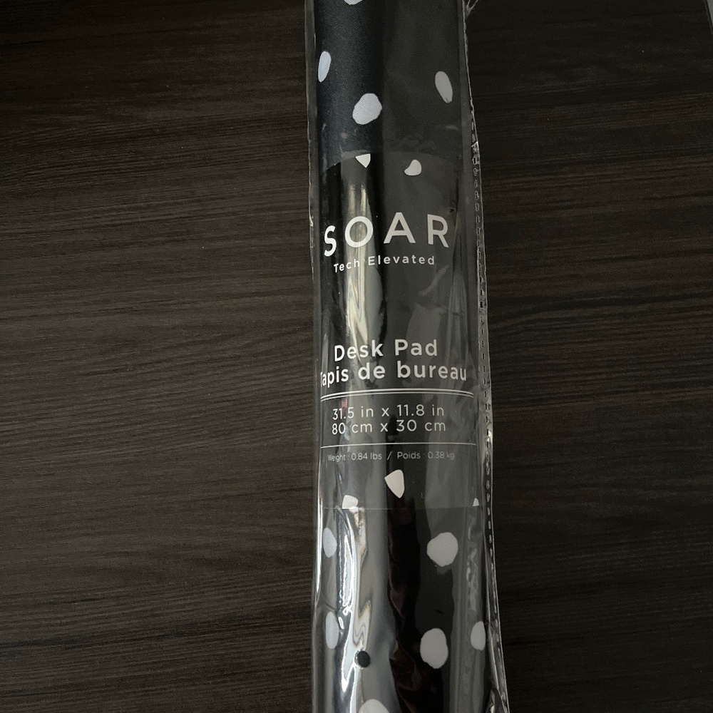 Soar Desk Pad black and white polka dot